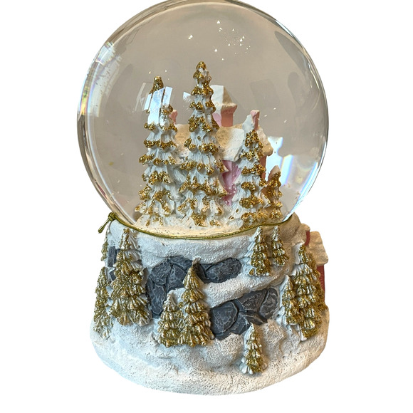 34TH & PINE Christmas Musical Waterglobe Pink & Gold Glam Holiday Decor NEW - Picture 4 of 15